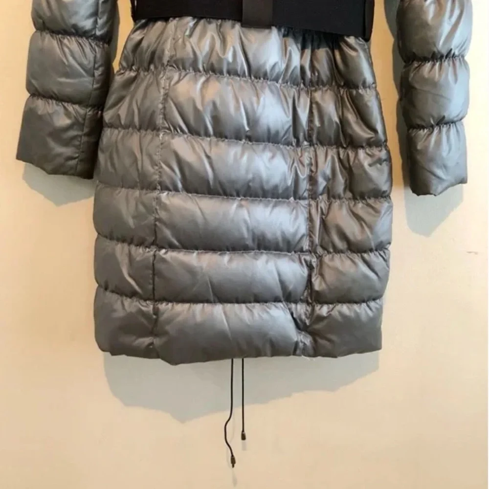 Vero Moda Iman 3/4 Puffer Thick Comfy Belted Hooded Winter Jacket Coat Grey - Picture 9 of 15